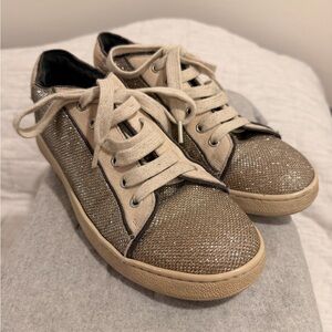 Brunello Cucinelli Gold Glitter Sparkly Sneakers